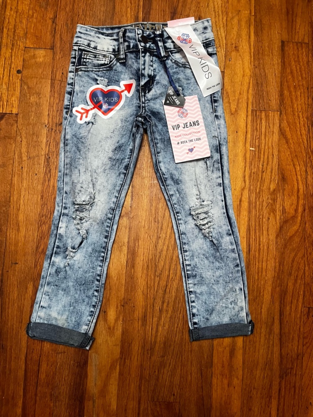 VIP Kids Acid Wash Distressed Jeans - Light Blue